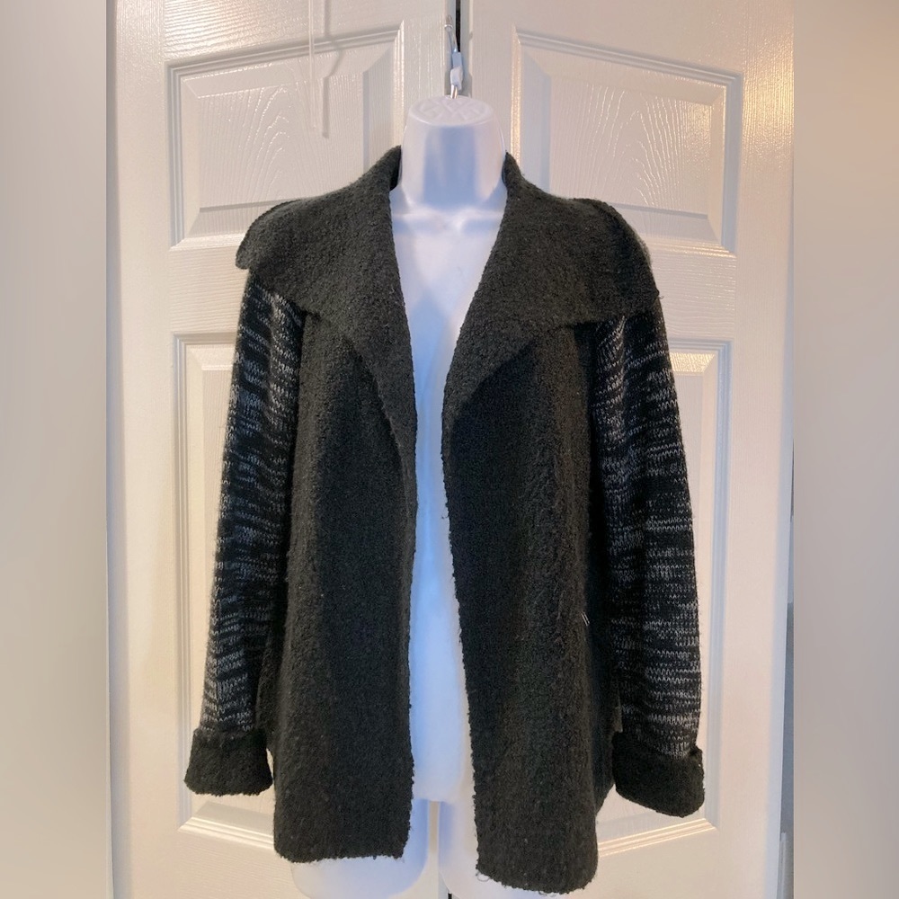 Apt 9 Black Cardigan Sweater Multi-Texture Size PL Excellent Used Condition
